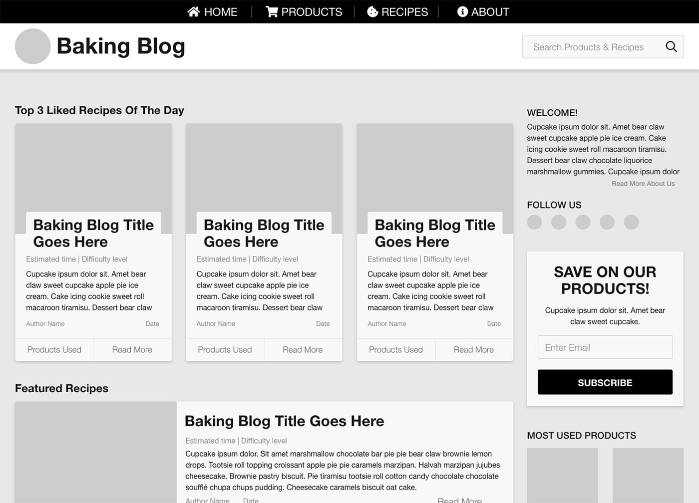 Wireframe from first iteration