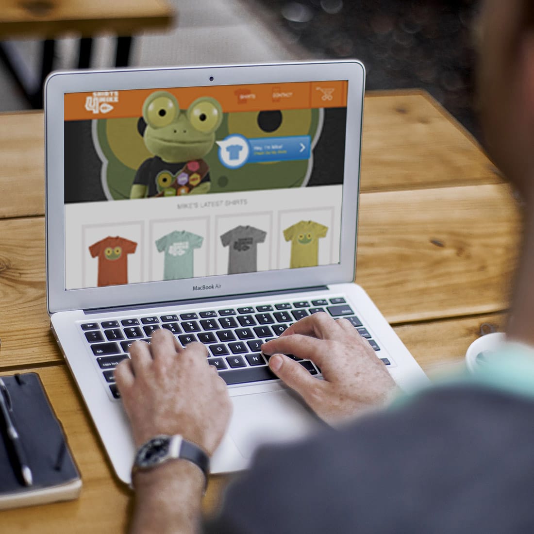 Shirts4Mike website on laptop