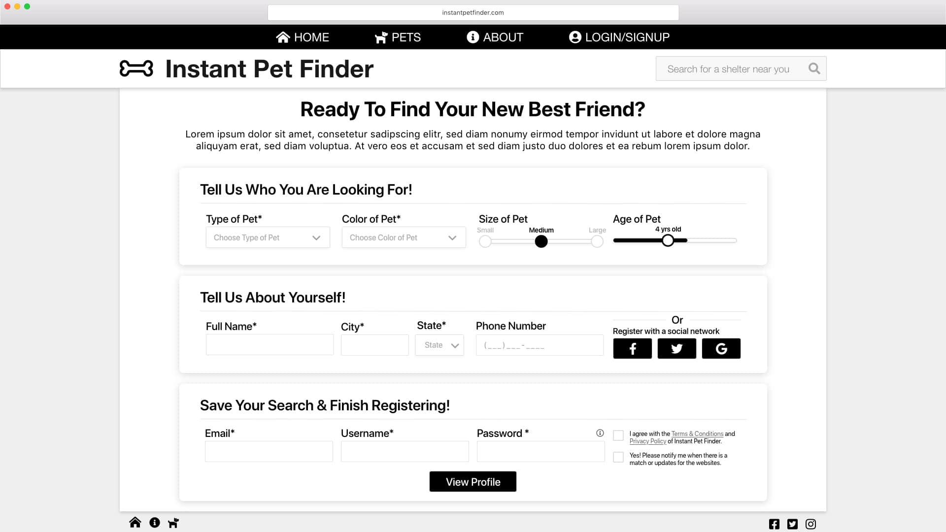 wireframe desktop screen